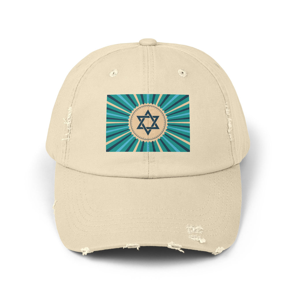 Stylish Star of David Distressed Cap for Everyday Wear, Casual Hat