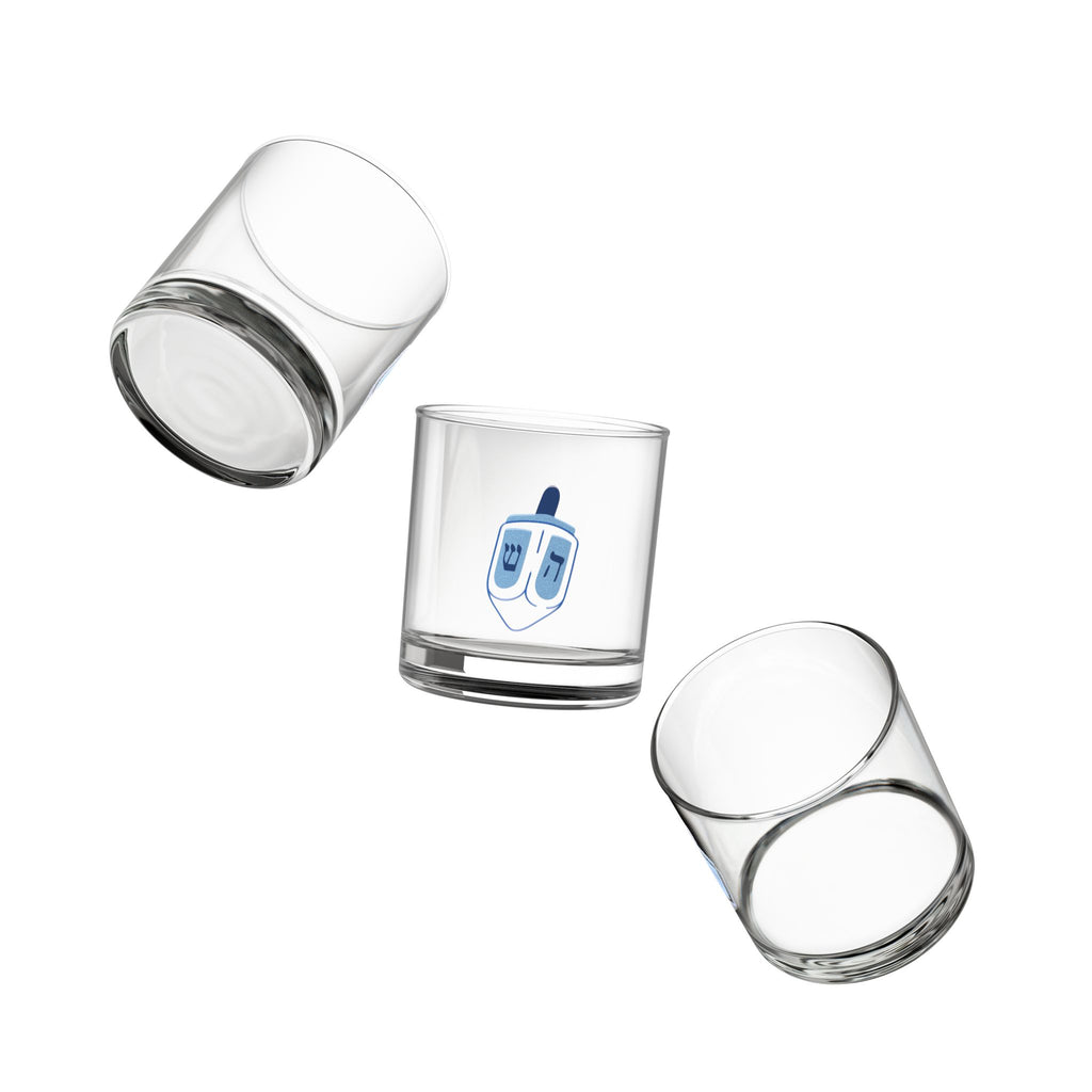 Hanukkah Rocks Glass, 10oz | Dreidel Design, Jewish Gifts, Celebration Drinkware, Holiday Pub Glass, Festive Barware