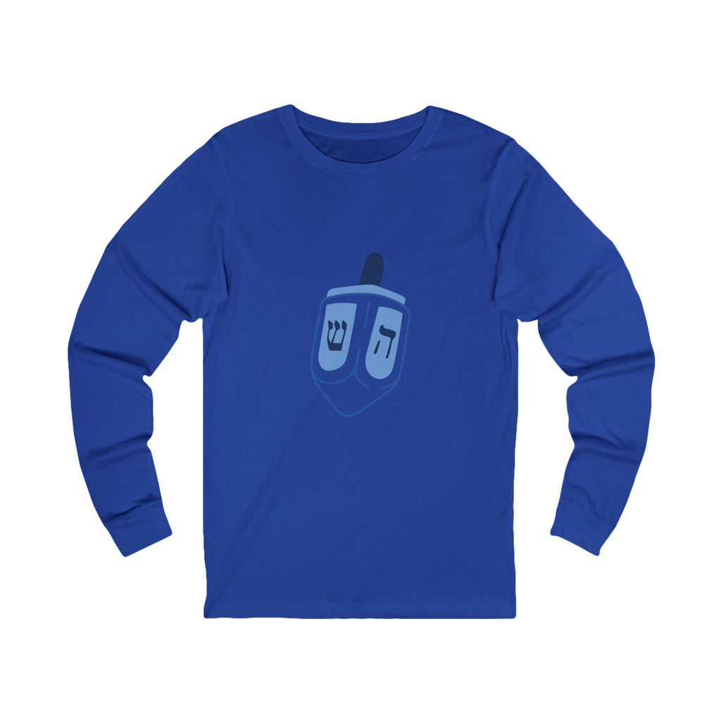 Unisex Long Sleeve Dreidel Tee, Hanukkah Shirt, Jewish Holiday Top, Winter Apparel, Unique Gift for Men and Women