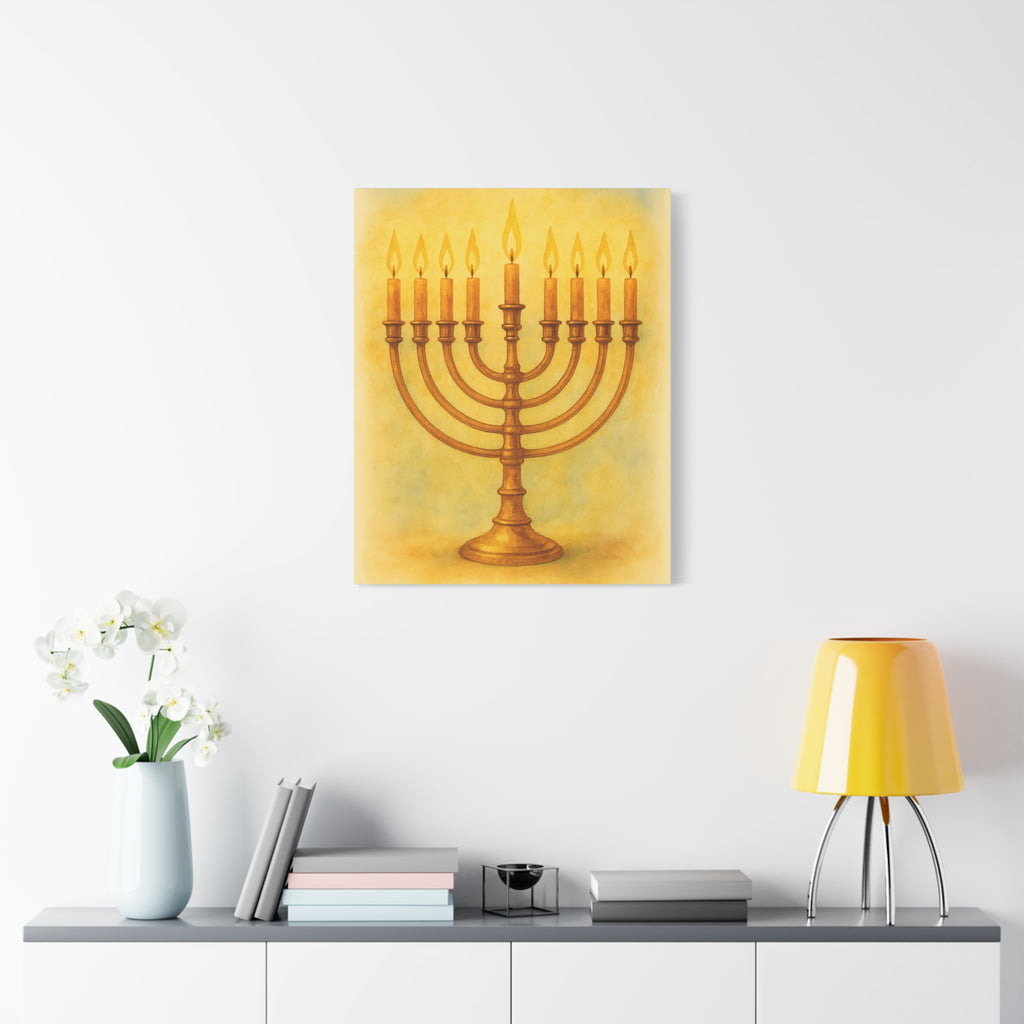 Hanukkah Canvas Wall Art, Celebrate Faith, Jewish Home Decor, Holiday Decoration, Gift for Menorah Lovers