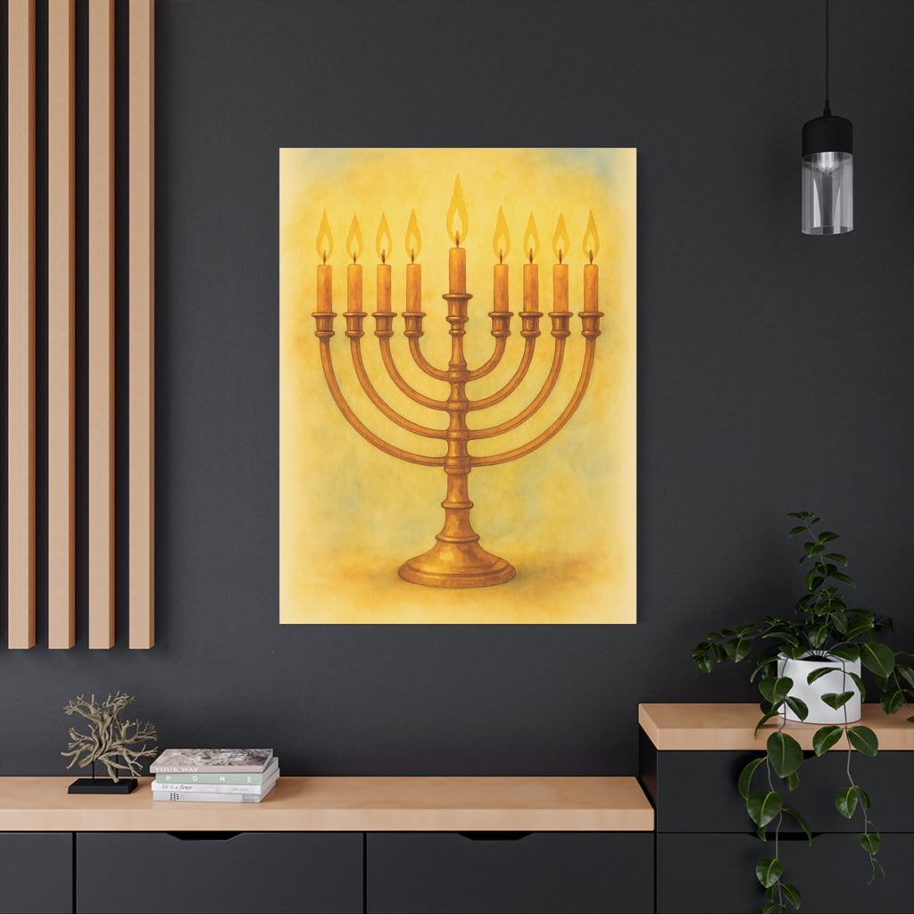 Hanukkah Canvas Wall Art, Celebrate Faith, Jewish Home Decor, Holiday Decoration, Gift for Menorah Lovers