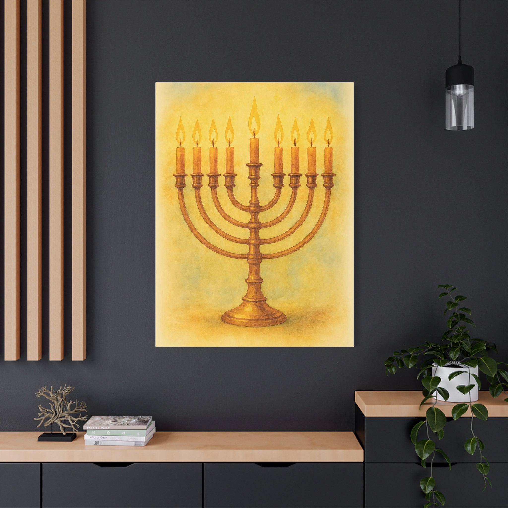 Hanukkah Canvas Wall Art, Celebrate Faith, Jewish Home Decor, Holiday Decoration, Gift for Menorah Lovers