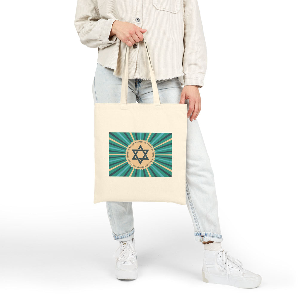 Star of David Cotton Canvas Tote Bag, Eco-Friendly Shopping Bag, Jewish Gift, Prayer Tote, Holiday Accessory
