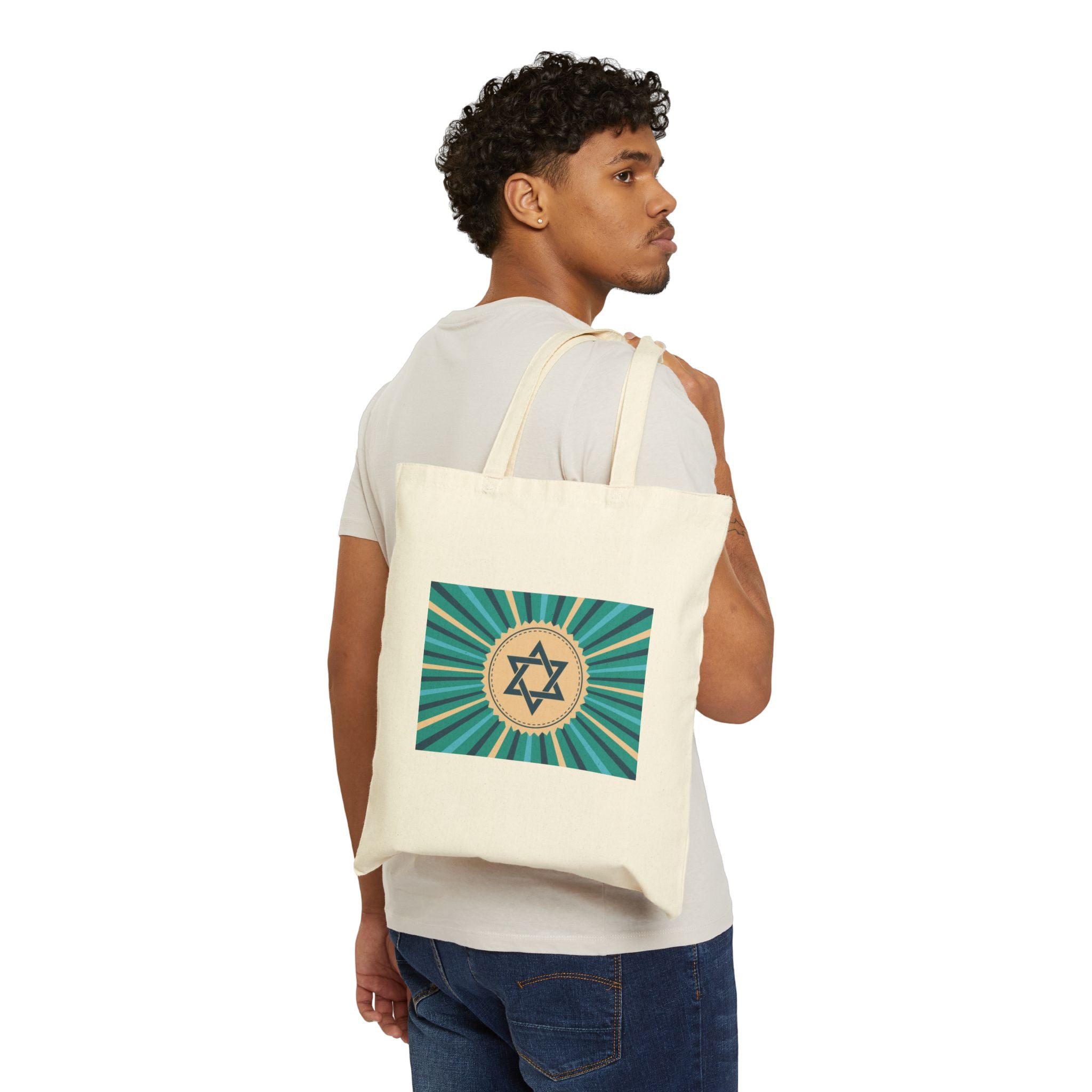 Star of David Cotton Canvas Tote Bag, Eco-Friendly Shopping Bag, Jewish Gift, Prayer Tote, Holiday Accessory
