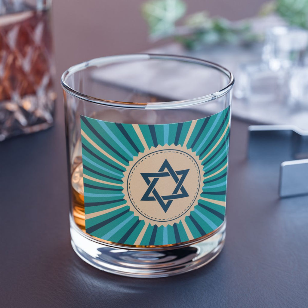 Jewish Star Rocks Glass, 10oz, Unique Barware, Perfect Gift for Hanukkah