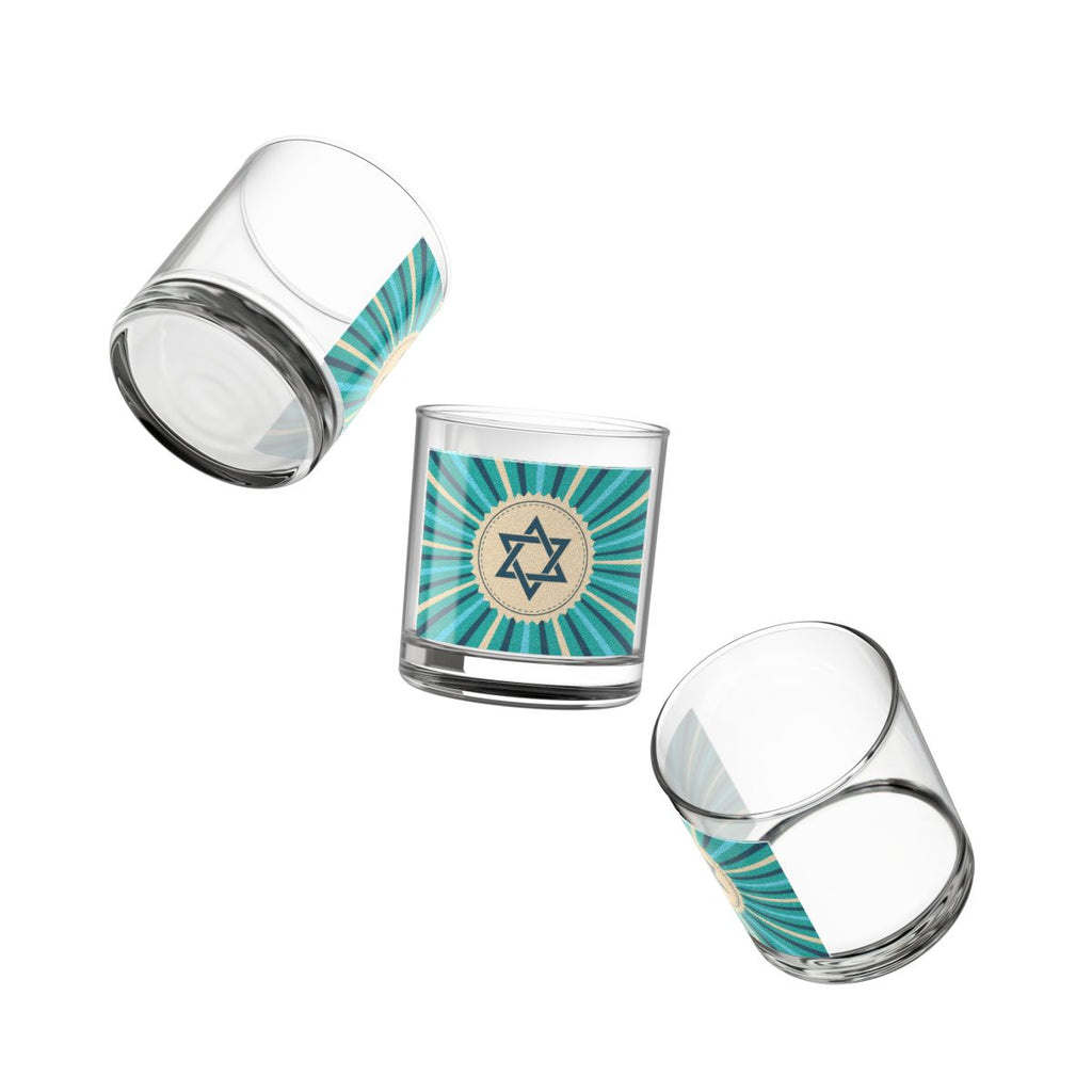 Jewish Star Rocks Glass, 10oz, Unique Barware, Perfect Gift for Hanukkah